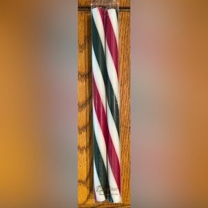 NWT VTG Dadant Beeswax 12 inch Candles, Holiday Stripes Christmas Wrap